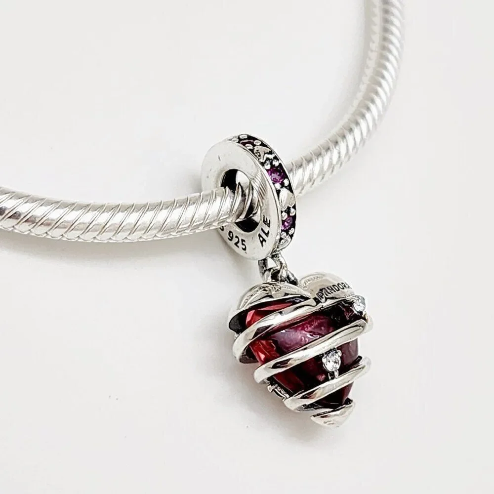 Pandora Love Heart Spiral Dangle Charm - Picture 4 of 5